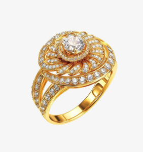 Gold Ring with Emerald Detail