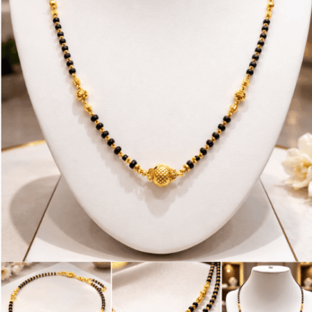 Classic Gold Beaded Mangalsutra with Designer Center Pendant